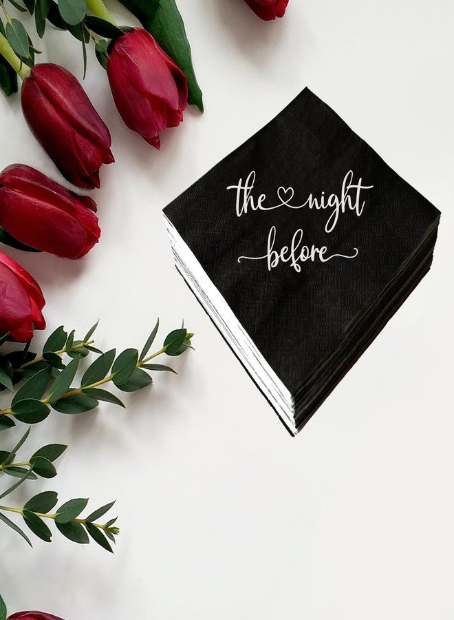 SWEETTALA The Night Before Cocktail Napkins, 50 Pack Black and Silver Disposable Paper Napkins for Rehearsal Dinner Wedding Bridal Shower Engagement Bachelorette Party, Beverage Table Decorations, 3 Ply - Image 4